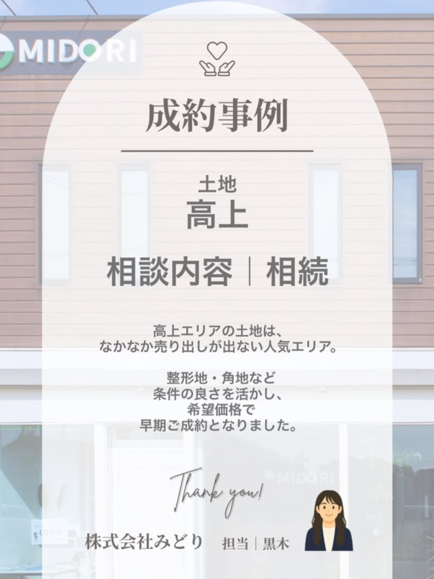 高上エリアの相続土地を希望価格で早期売却できた事例